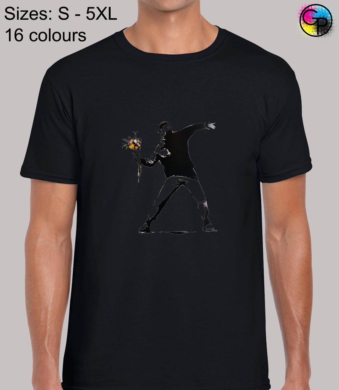 Flower Thrower Banksy Street Artist Graffiti Novelty Regular Fit T-Shirt Mens Womens Tees Top for Men 3XL