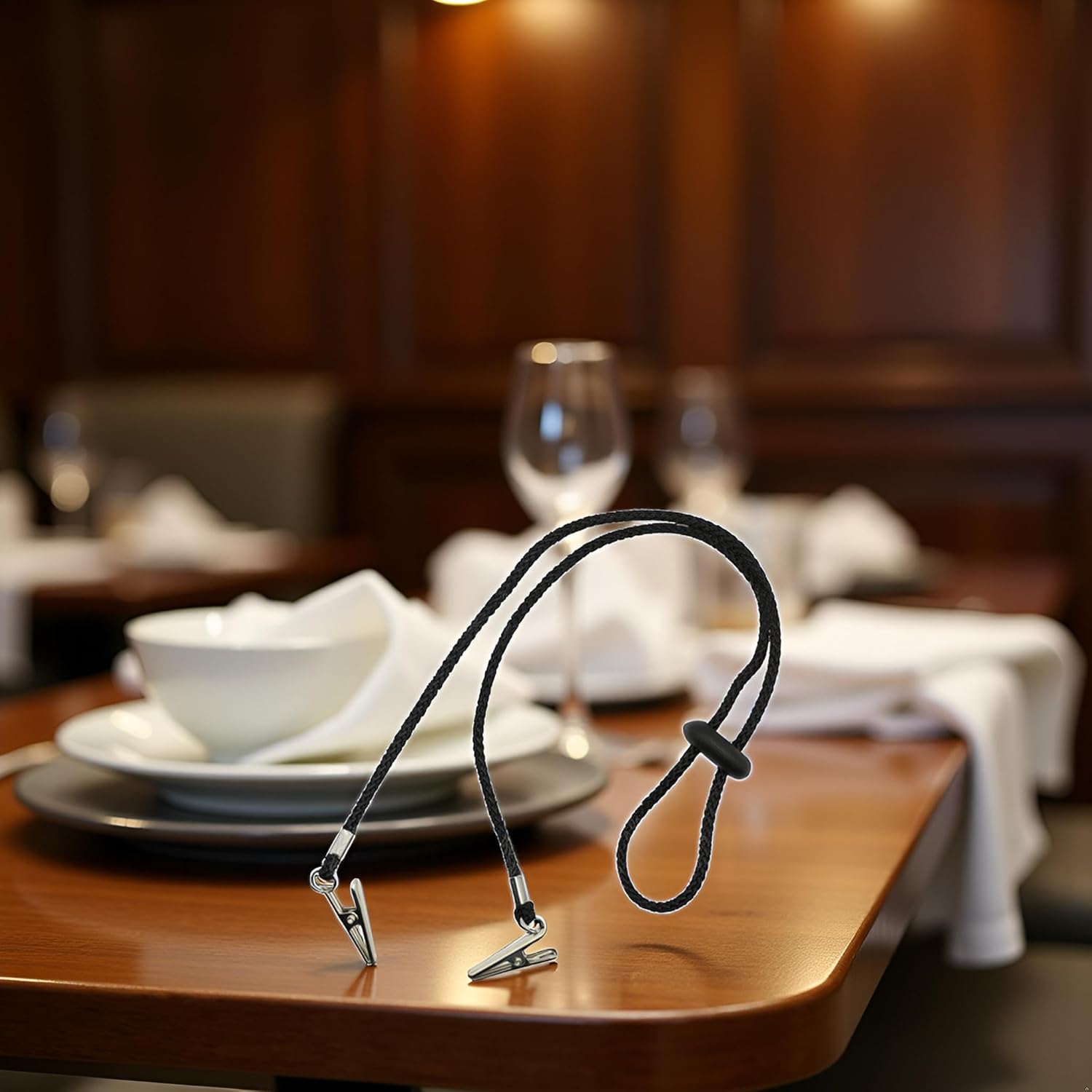 Черный Регулируемый Зажим для Салфетки, Регулируемые Зажимы для Держателя Слюнявчика, Держатели для Салфеток, Зажим для Салфетки, Цепочка на Шею для Держателей Салфеток для Взрослых, Кухонные Аксессуары