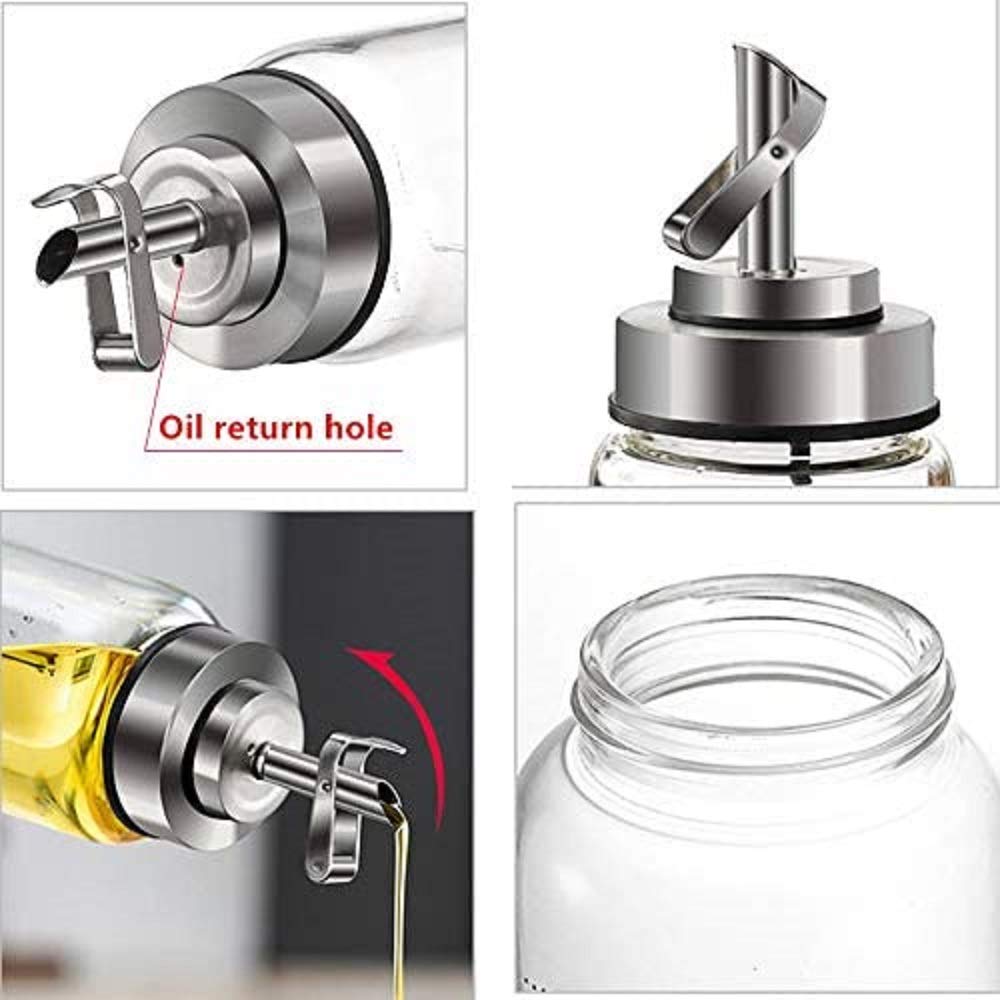 Leak-proof, dust-proof glass oil bottle, oil pot, soy sauce bottle, and vinegar bottle for home kitchen use, 500ml