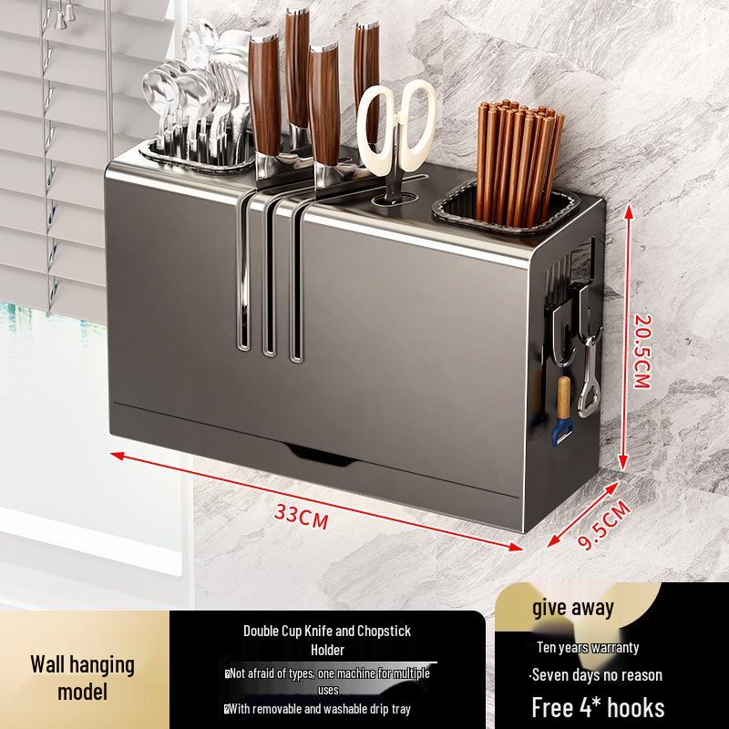 Multifunctional Kitchen Knife & Utensil Wall-Mounted Storage Rack