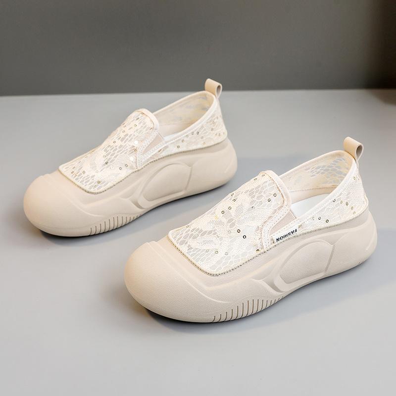 Zyxfl55 New Mesh Surface White Shoes Female Hollowed-out Breathable Board Shoes  Summer Platform Height Increasing Shoes Mesh Surface Shoes