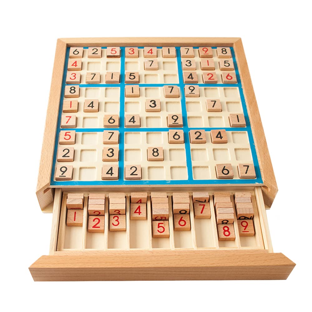 

Sudoku Wooden Board Game, Tabletop Game with 8-Piece Sudoku Calculation Code Set, Deduction Game, Brain Training, Tabletop Game, Number Puzzle, 9 Bloc