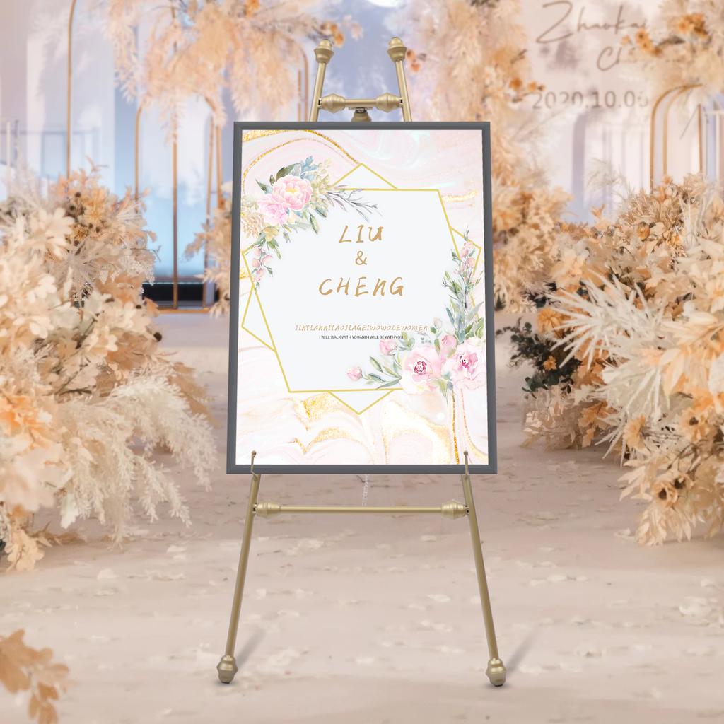 Goldene Fotorahmen-Aufsteller für Hochzeit, 2 Stück 50x118cm Staffelei Hintergrundhalter, Metallische Eisendekoration, Max. 5kg/11lbs Tragfähigkeit