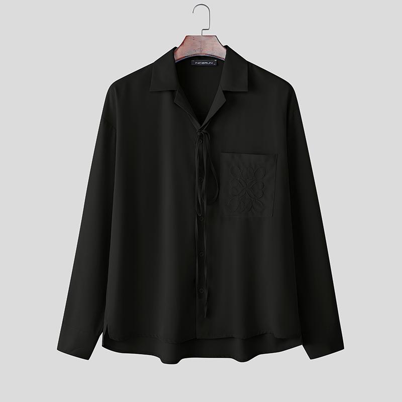 INCERUN Elegant Men Shirts Long Sleeve Button Up Casual Oversized Tops