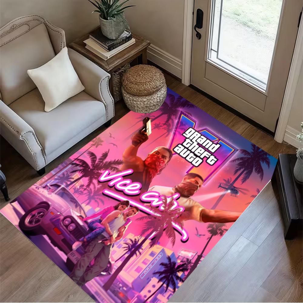 Grand Theft Autoce City Retro 80S Style Floor Mat Perfect For Playrooms Decorate Room Entryway Hallway Antislip Carpet Decorate Offices