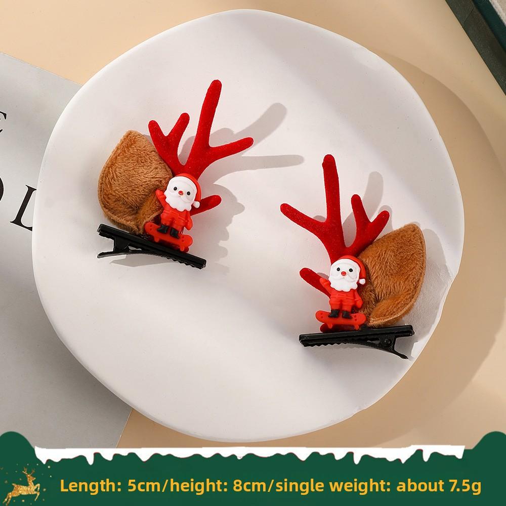 Christmas Antler Hair Clips New Year Hair Clips Elk Antler Duckmouth Hair Clips Cute and Sweet Headwear