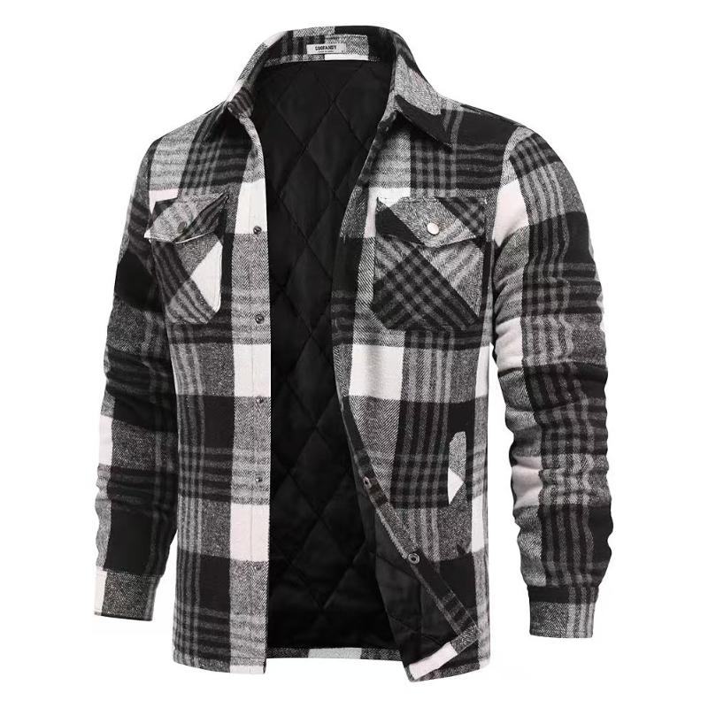 Mens Flannel Shirts Long Sleeve Quilted Lined Jackets Comfortable Button Down Plaid Flannel Jacket Heavyweight Warm Winter Outdoor Casual Coat for Men