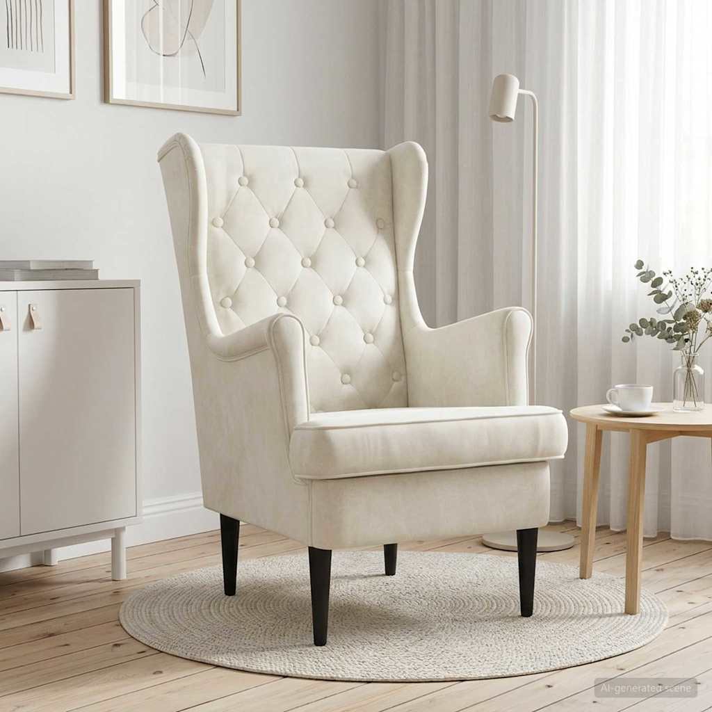Cream Velvet Armchair