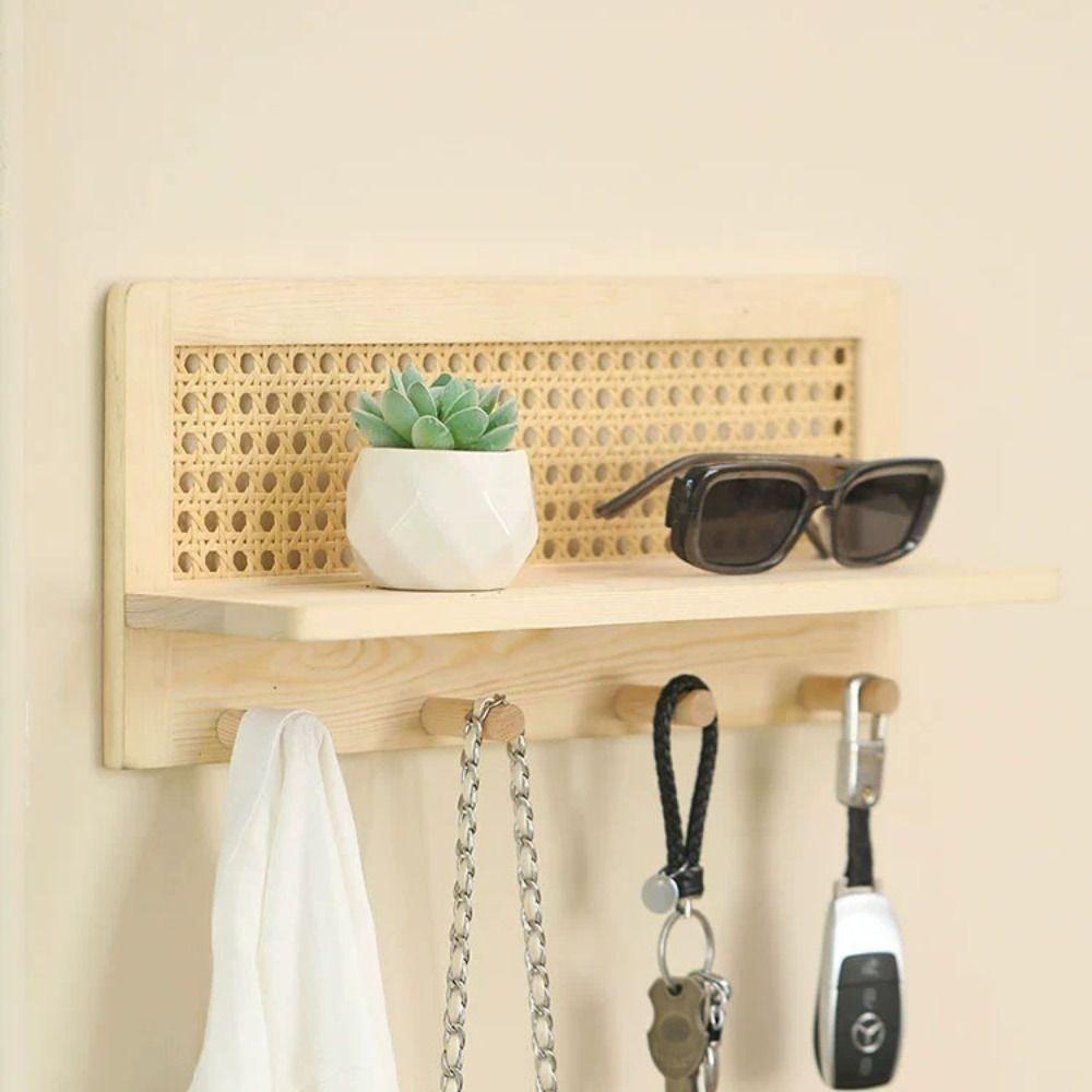Space Saving Wood Key Hook Solid Wood Wooden Wall Shelf Door Back Clothes Hook  Housewarming Gift