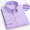 Men's 65% Cotton Long Sleeve Printed Check Dress Shirt Single Patch Pocket Regular-fit Comfortable Versatile Thin Casual Shirts