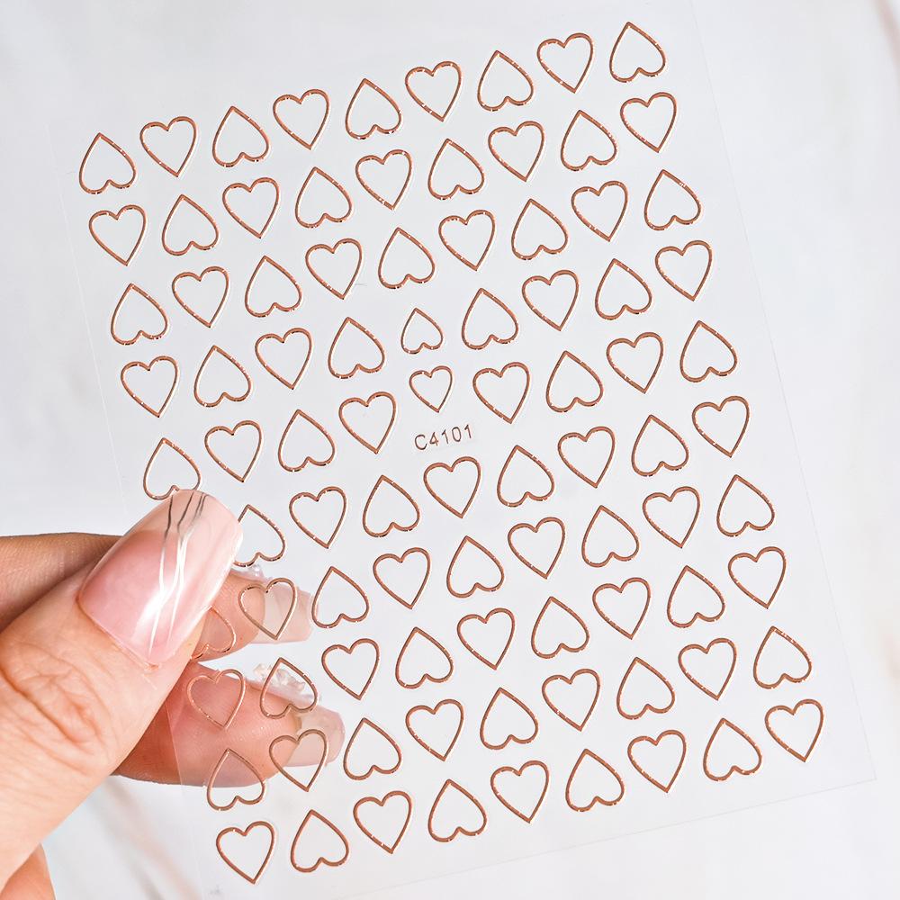 Hollow Love Nail Art Sticker Solid Color Simple Love Valentine'S Day Ladies Nail Decoration Sticker