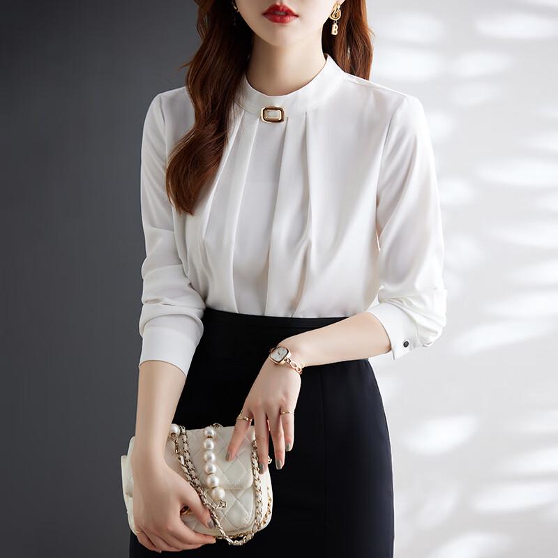 Camicia Professionale da Donna a Maniche Lunghe con Collo Alto Teluoman
