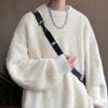 Autumn and Winter Men's Solid Fluffy Knitted Sweaters Korean Fashion Loose Warm Pullovers Winter Couples Vintage Knitwear Jumpers