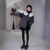 2024 Winter Women's Korean Ruffle Collar Cotton-Padded Short Jacket - Petite, Loose Fit