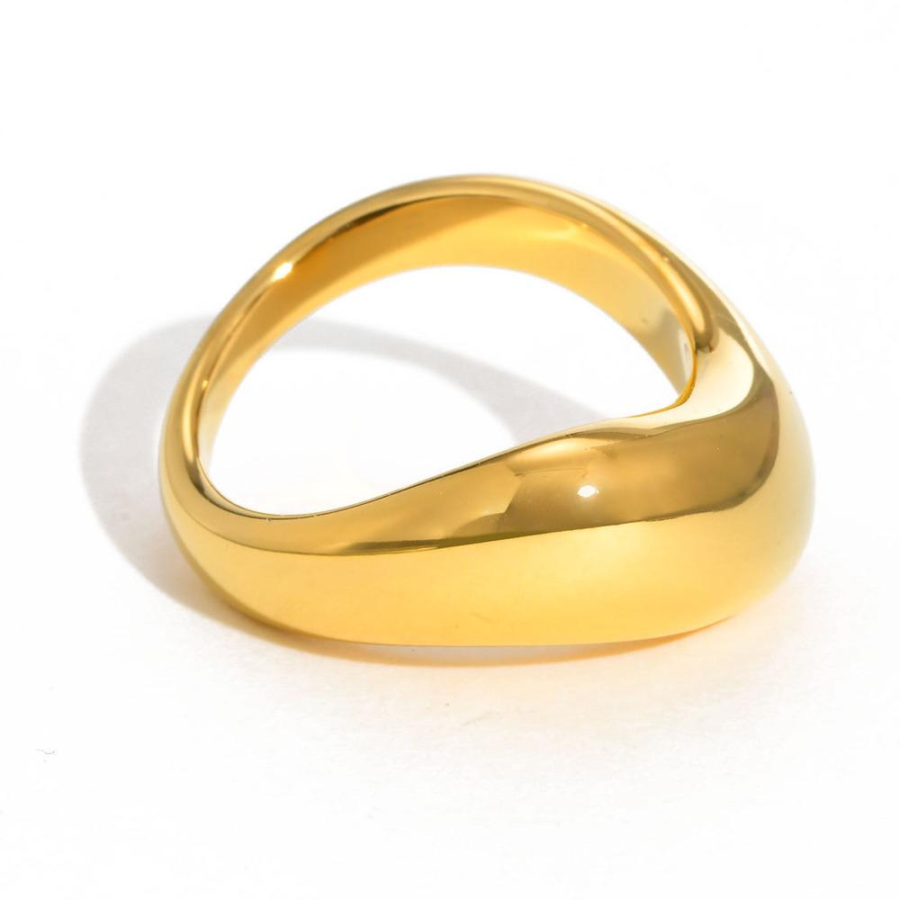 Vnox Women's Statement Ring, Chunky Gold Plated Waved Stainless Steel Finger Band, 2026 New Dainty Stackable Ring Jewelry