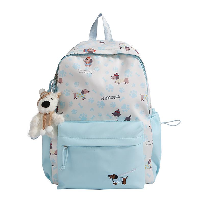 Schoolbag College Wind Junior High School Student Dachshund Dog Backpack Outdoor Travel Girl Backpack Contrasting Color Fashion Travel Bag