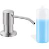 Built in Soap Dispenser for Kitchen Sink, Brushed Nickel Stainless Steel Countertop Pump Head (Plastic Built-in), Dish Soap Hand Lotion Dispenser