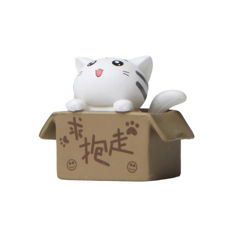 Verspielte PVC-Katzenfigur mit ausdrucksstarken Augen, schönes Autozubehör für Armaturenbrett, Schlafzimmer, Büro, dekoratives Display