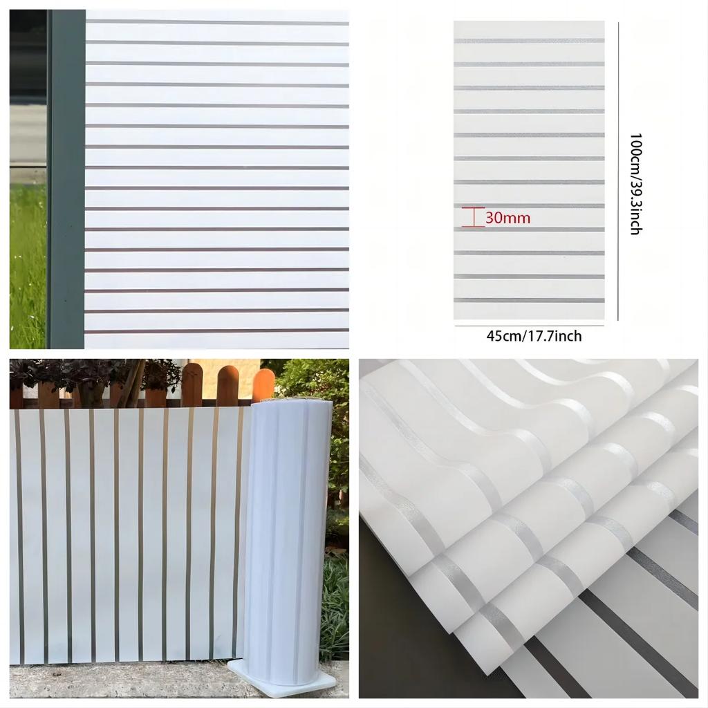 Frosted Window Film Privacy For Glass Windows Stripe Patterns Window Frosting Self-Adhesive Glass Film For Home Office Quality