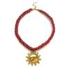 Stylish Braided Cable Designs Necklace Featuring Intricate Sun Charm Winter Accessory