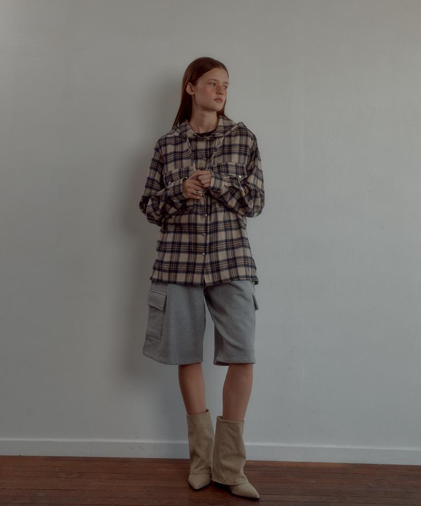 Leteoli Check Hood Shirt_Beige
