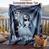 Custom Text Flannel Throw Blanket, Lightweight Cozy Bed Sofa BlanketCorpse Bride Emily Victor