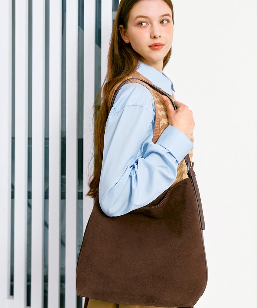 Clave Lily Suede Brown Tote Bag