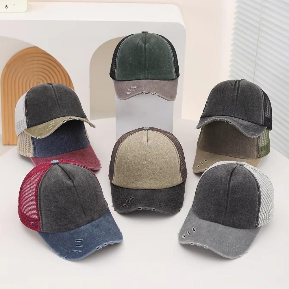 Breathable Baseball Cap Washed Cotton Snapback Hat Summer Mesh Sun Hat