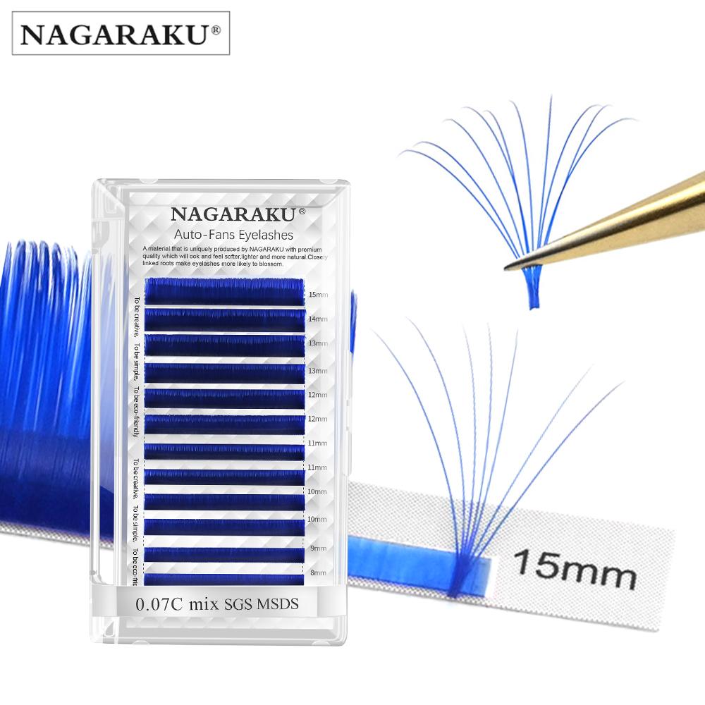 Color Easy Fanning Lashes NAGARAKU Maro Violet Albastru Mix 8-15mm 12 Linii Extensie de gene cu volum mega