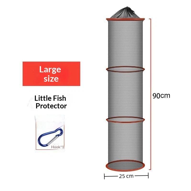 Foldable Small Mesh Fishing Keep Net Portable Fish Basket With Carabiner Hook For Stream Angling Outdoor Fishing