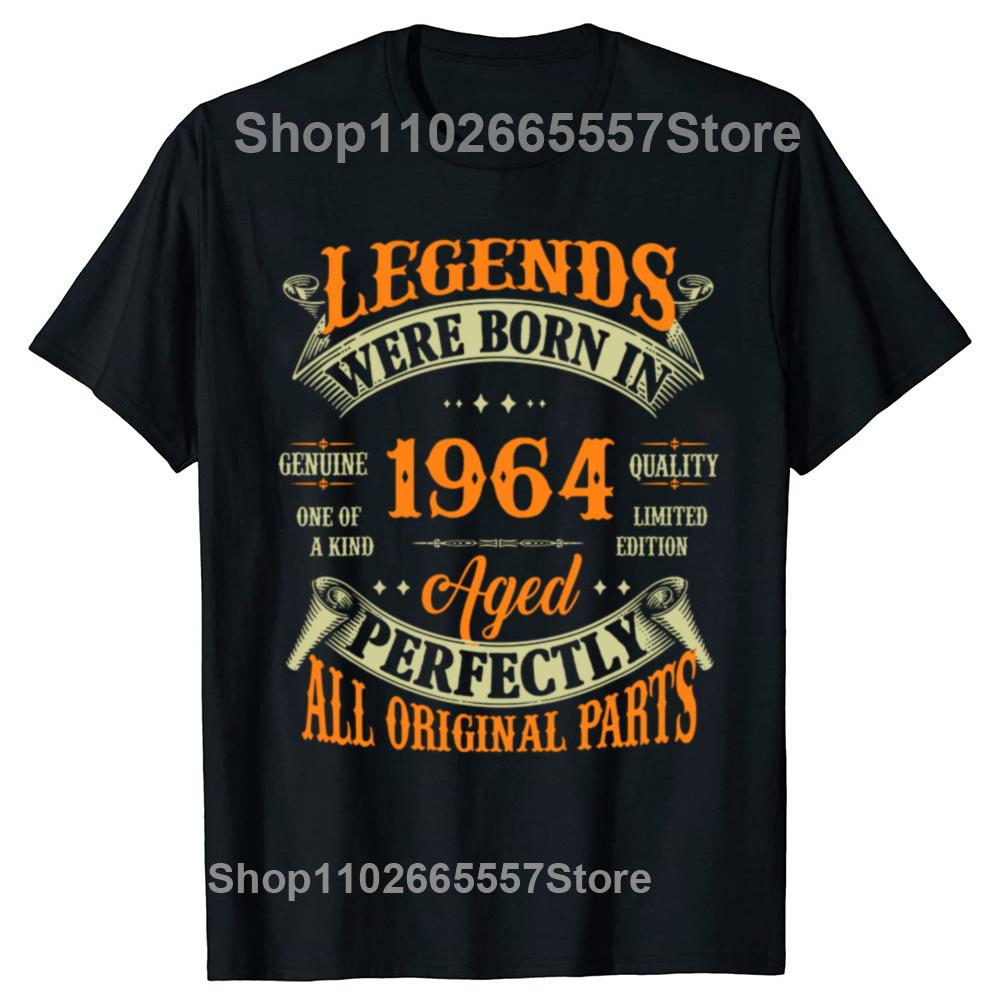 Funny 60th Birthday T Shirts Legends Were Born in 1964 Summer Graphic Cotton Vintage 60 Years Old Short Sleeve T-shirt Men