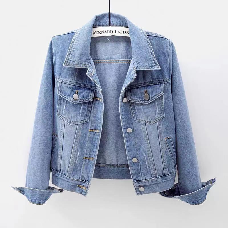 2024 Women's Slim Hooded Denim Jacket - Japanese & Korean Style, Long-Sleeved Short Spring & Autumn Coat