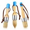 3 Stuks Ronde&Platte&Puntige Kalkverf Wax Kwasten Houten Handvat Natuurlijke Borstelharen Kwasten DIY Schilderen Waxen Gereedschap Makkelijk te Gebruiken