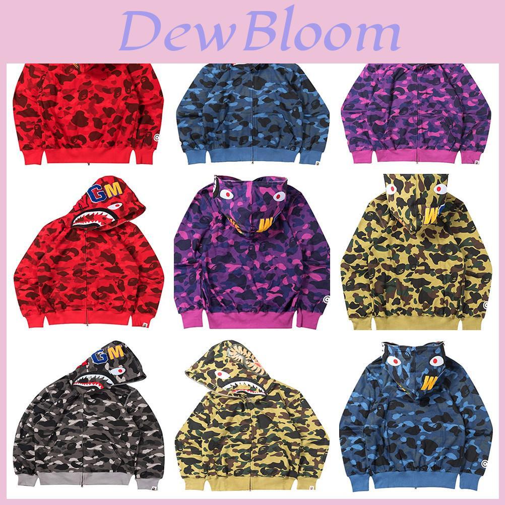 Vibrant Camouflage Hoodie Shark Printing Warm Streetwear For Men Women