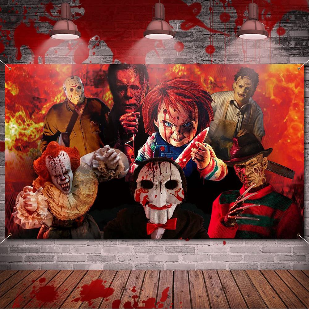 

Horror Party Decorations Horror Classic Movie Character Photo Backdrop, 5x6.9ft