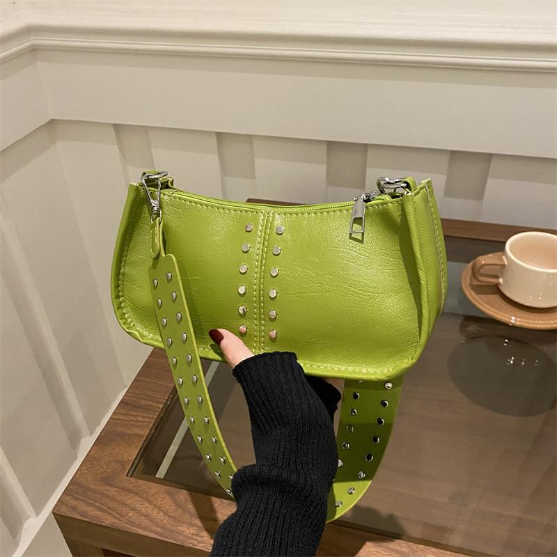 Unique Leather Pu Small Square Bag For Women With Casual Street Style And Fashionable Design Rivet