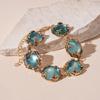 Fashion Bracelet Light Luxury Clavicle Chain Minimalism Blue Necklace Earring  Women