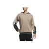 Logo Print Color Block Round Neck Pullover American Long Sleeve Sweatshirt Men Sweatshirt Khaki HN9024