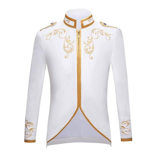 Halloweenský mužský kabát s elegantními výšivkami a tenkým nepravidelným spodkem vintage bunda pro výkon