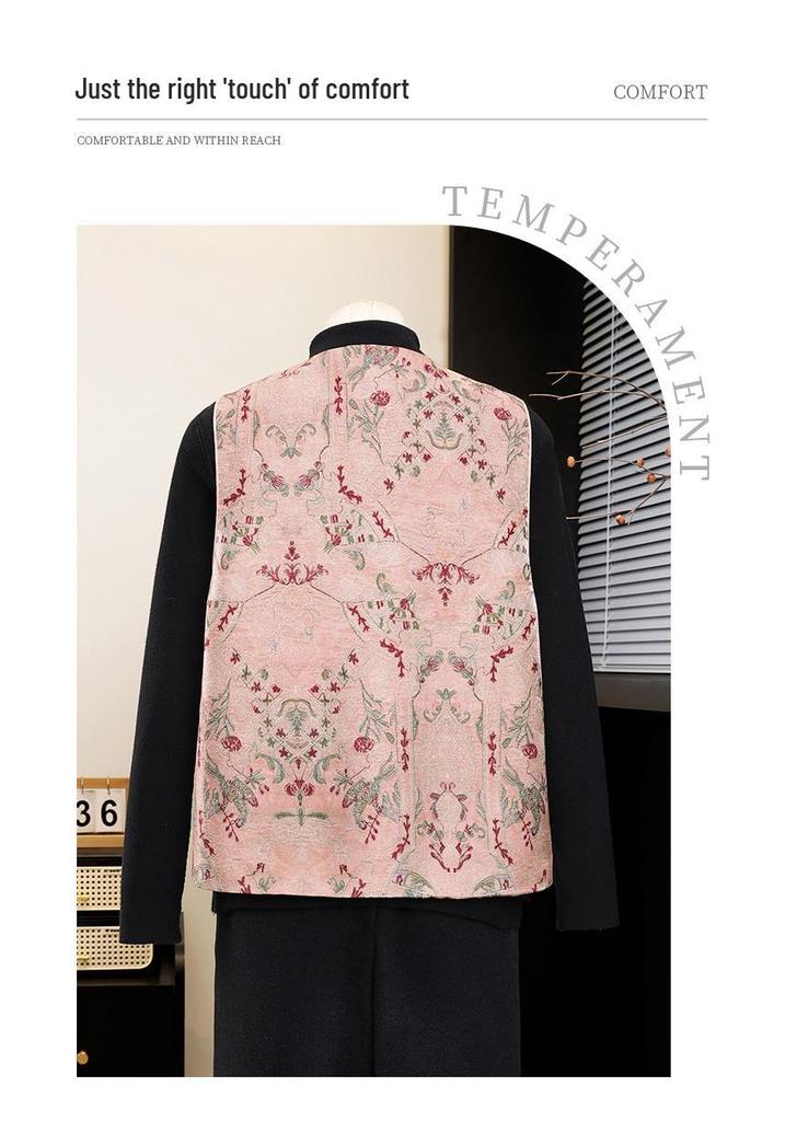 New Embroidered Chinese National Style Vest for Women - Age-Reducing, Sleeveless, Spring/Autumn Fashion for Middle-Aged Mothers