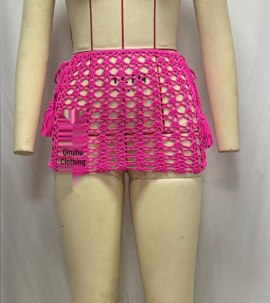 Dámská mini bodycon sukně z prodyšné síťoviny s průstřihy pro plážovou dovolenou