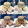 Paper Straw Wide Brim Sun Hat With Bow For Summer Beach Vacation Women