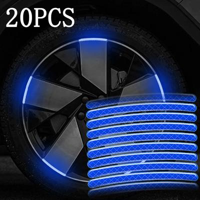 20 Pièces Bandes Réfléchissantes Colorées Autocollants Moyeu de Roue Voiture Moto Autocollant Décoration Style Voiture Auto Moto Décorations Accessoires