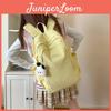 Simple Solid Color Letter Embroidery Student Backpack With Plush Pendant For Middle School Students