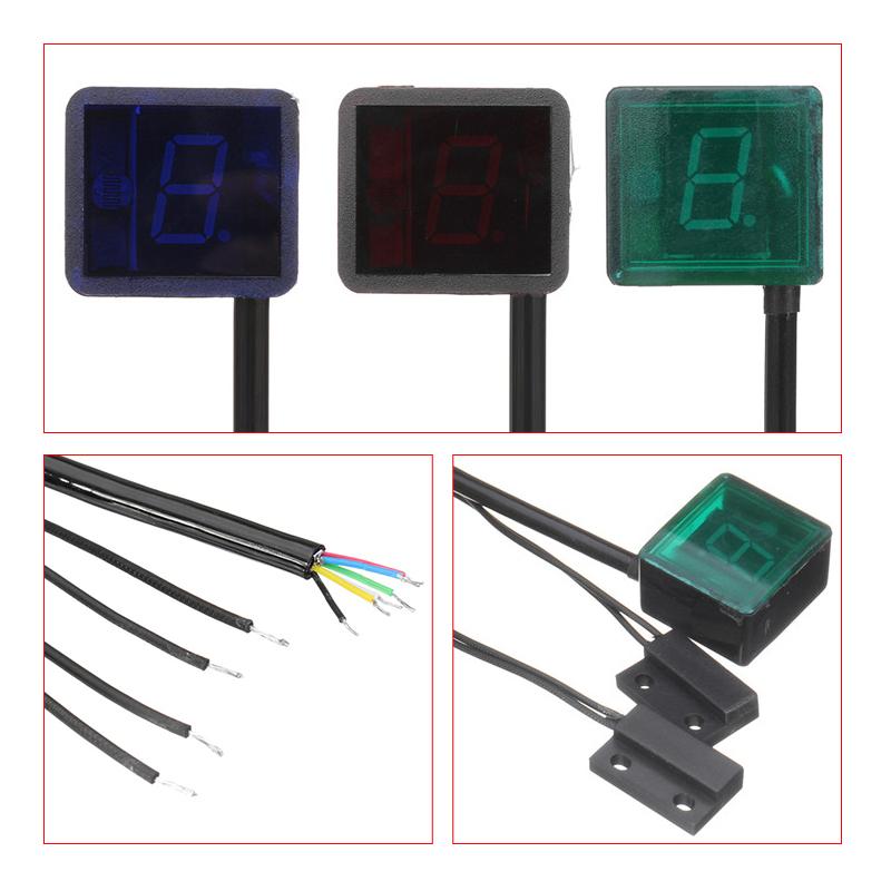 8rychlostní Univerzální Motocykl Digitální Ukazatel Rychlostí LED Displej + Magnet Páčky Řazení Pro Honda Pro Yamaha Pro Suzuki