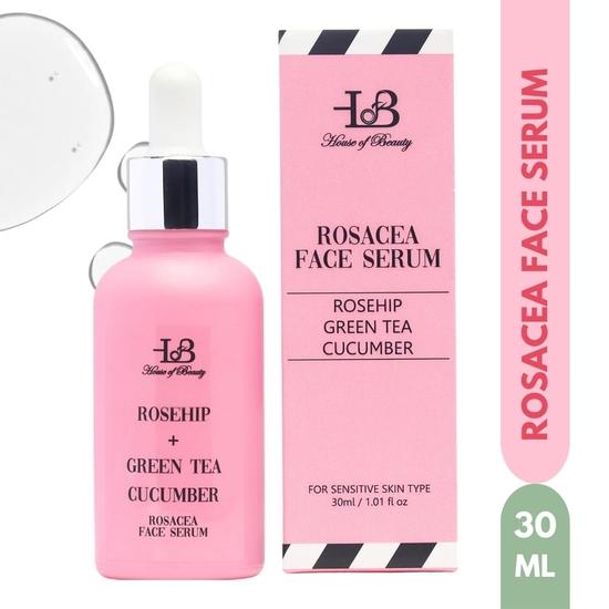 HOUSE OF BEAUTY Rosacea Serum - Rosehip, Green Tea, Cucumber for Face, Sensitive Skin Type, Redness, Dryness and Skin Stretching (30ml, Pack of 1)