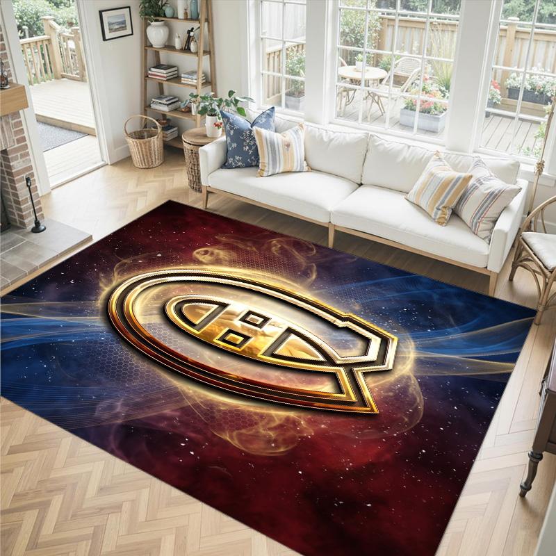 Montreal Canadiens Design Crystal Velvet Carpet Cozy Non?Slip Printed Rug For Bedroom Living Room Entrance