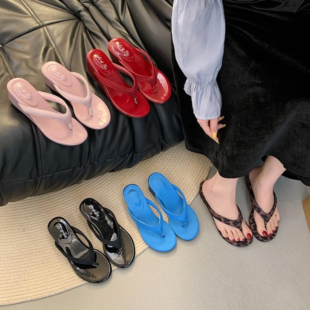 2026 Summer Clip Toe Women Wedges Heel Slippers Shoes Ladies Comfort Beach Vacation Slides Shoes Flip Flop