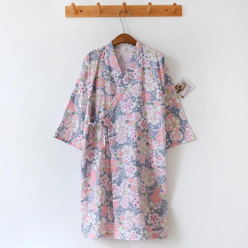 Ladies Cotton Kimono Bathrobe Loose Homewear Pajamas Robes for Women Multi Colors Printed Cardigan Sleep Wear Womens Robe