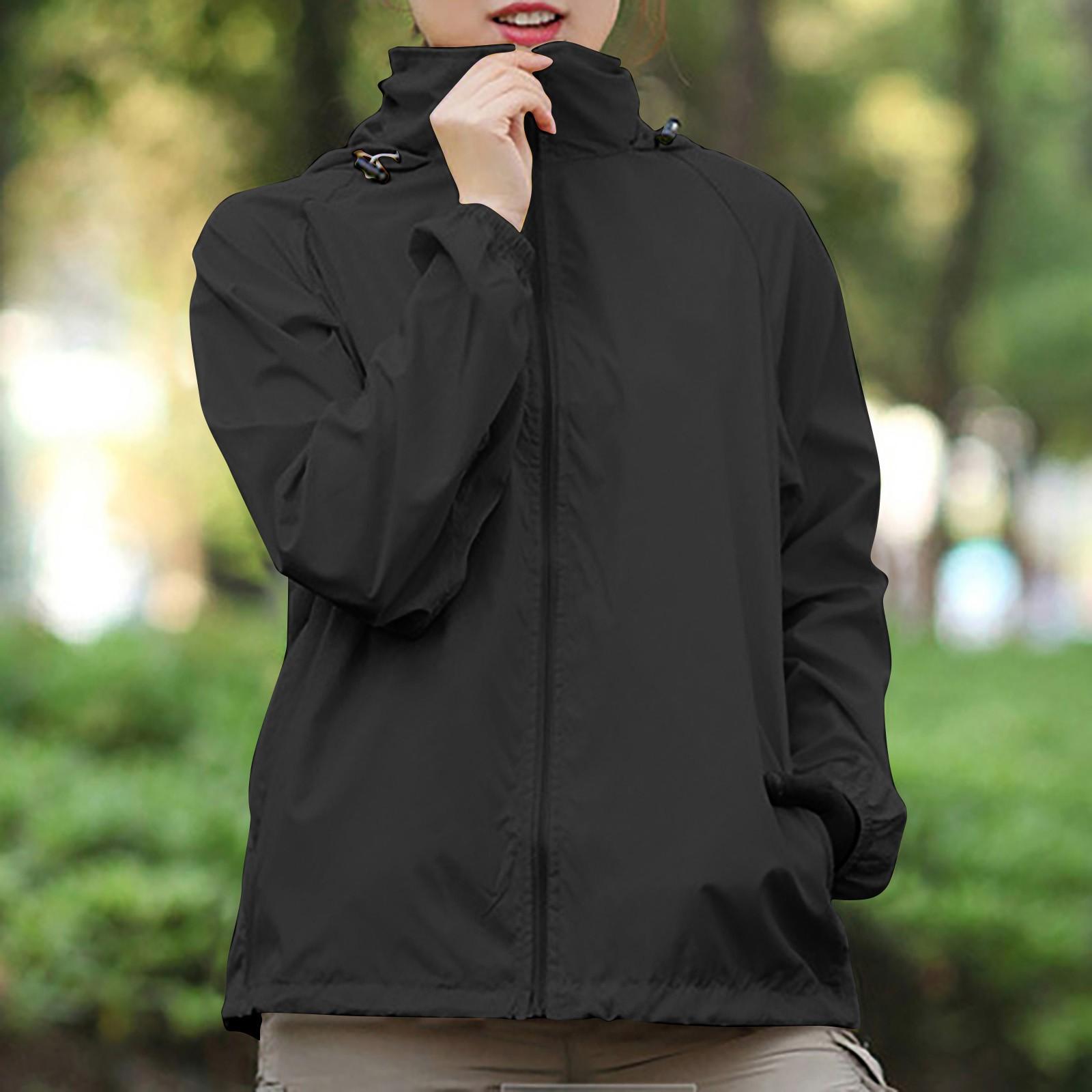 

Женская однотонная куртка с капюшоном и длинными рукавами, ветровка, солнцезащитная куртка, спортивная куртка на открытом воздухе L чёрный